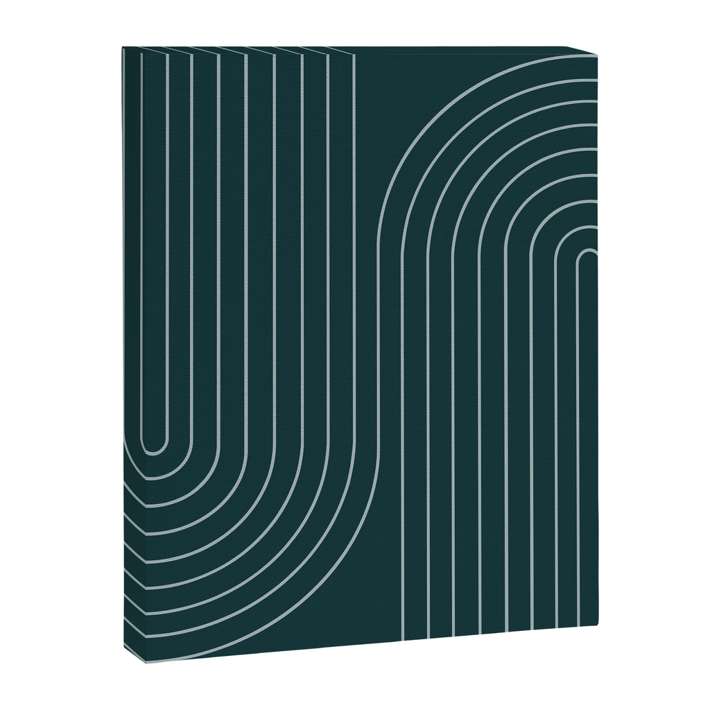 Minimal Line Curvature XCII Dark Teal Green Mid Century Modern Arch Abstract Canvas Print Gallery Image 6