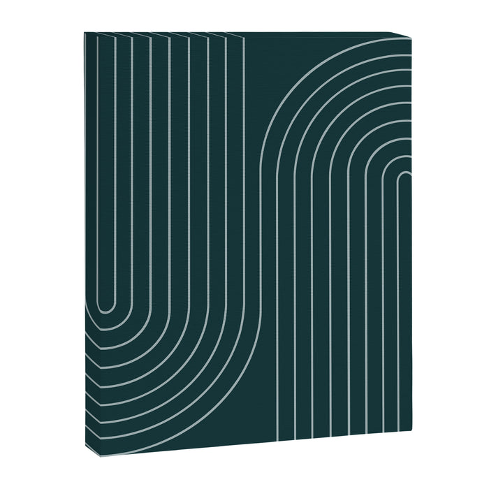 Minimal Line Curvature XCII Dark Teal Green Mid Century Modern Arch Abstract Canvas Print Gallery Image 1