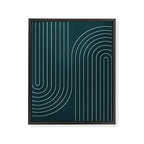 Minimal Line Curvature XCII Dark Teal Green Mid Century Modern Arch Abstract Framed Canvas Print Gallery Image 6
