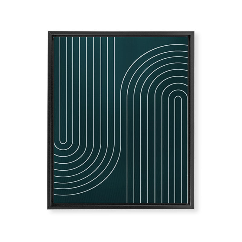 Minimal Line Curvature XCII Dark Teal Green Mid Century Modern Arch Abstract Framed Canvas Print Gallery Image 6