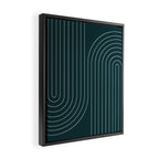 Minimal Line Curvature XCII Dark Teal Green Mid Century Modern Arch Abstract Framed Canvas Print Gallery Image 2