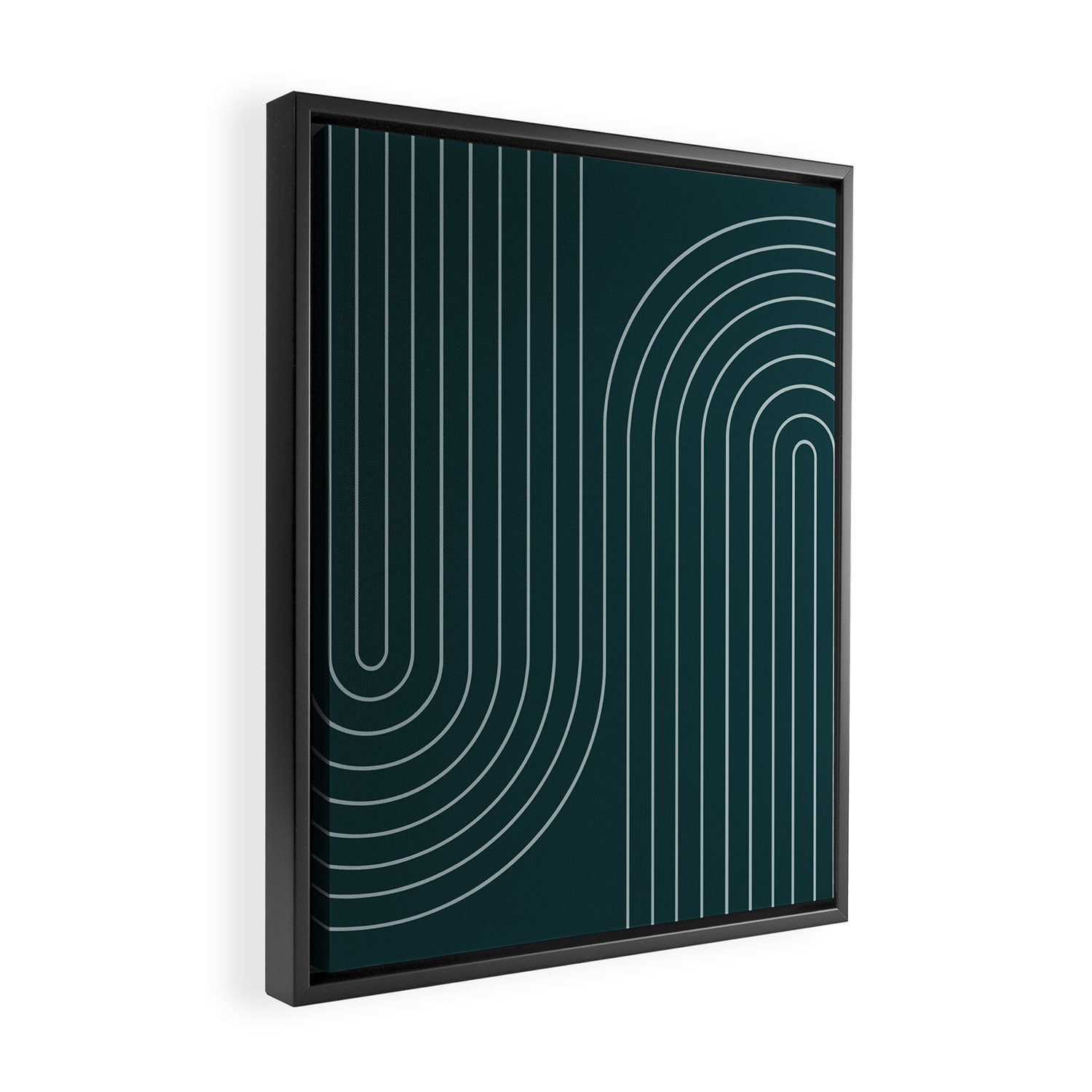 Minimal Line Curvature XCII Dark Teal Green Mid Century Modern Arch Abstract Framed Canvas Print Gallery Image 2