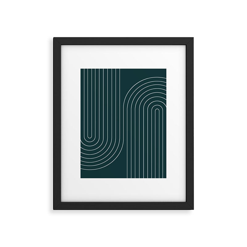 Minimal Line Curvature XCII Dark Teal Green Mid Century Modern Arch Abstract Framed Art Print Gallery Image 5