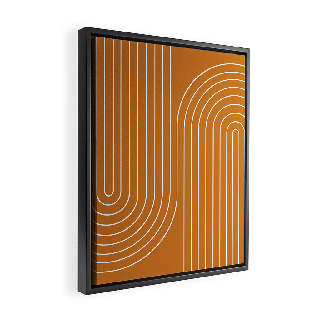 Minimal Line Curvature XCIII Bright 70s Orange Mid Century Modern Arch Abstract Framed Canvas Print Gallery Image 2