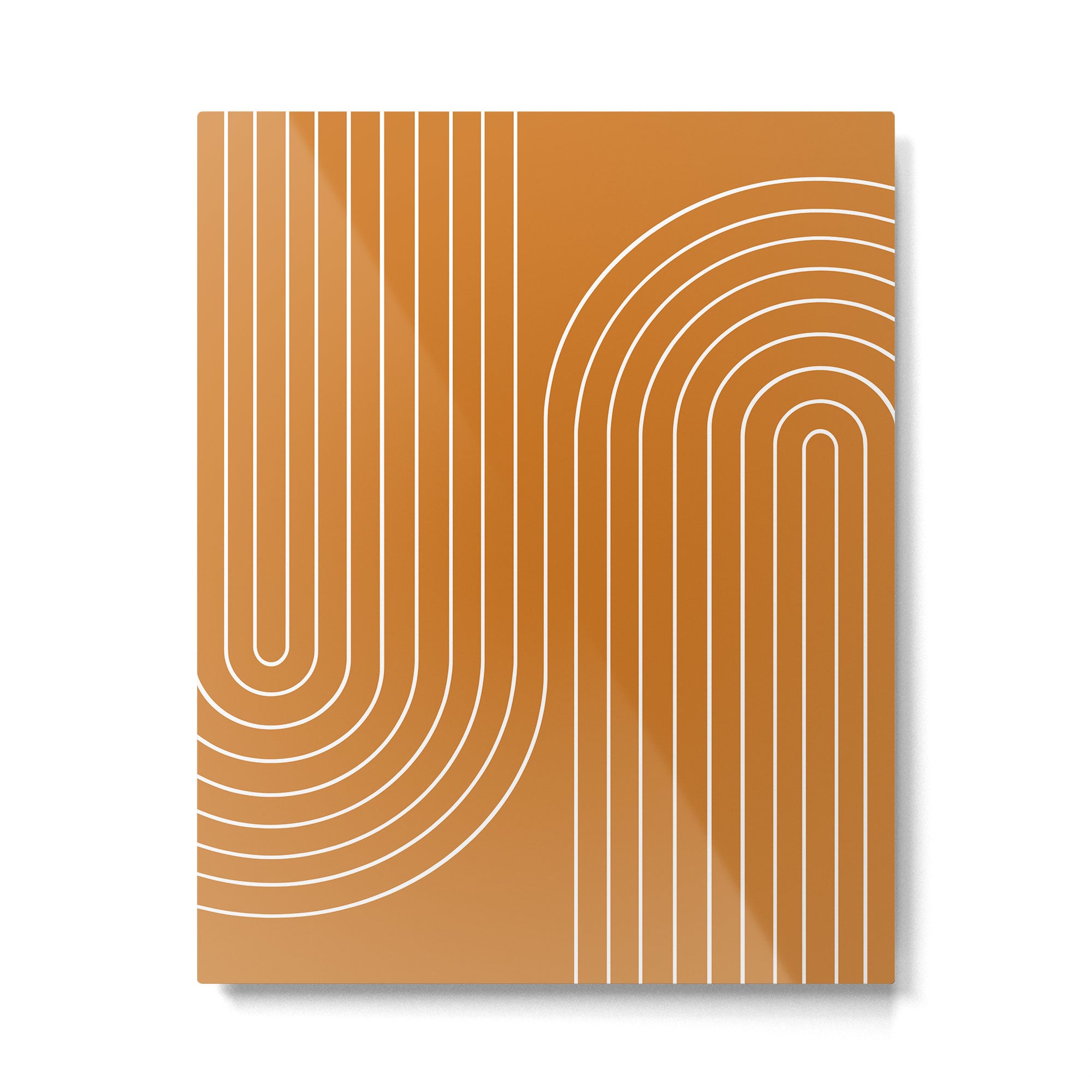 Minimal Line Curvature XCIII Bright 70s Orange Mid Century Modern Arch Abstract Metal Print Gallery Image 4