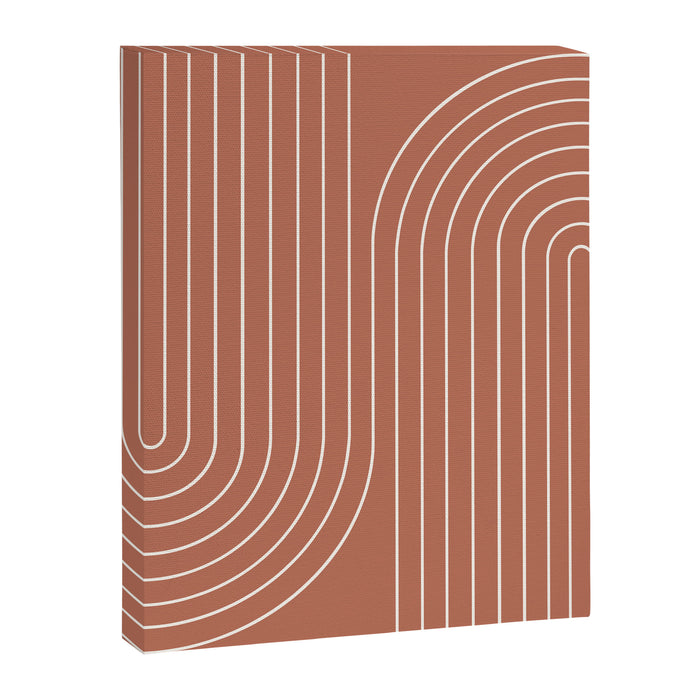 Minimal Line Curvature XCIV Coral Red Mid Century Modern Arch Abstract Canvas Print Gallery Image 1