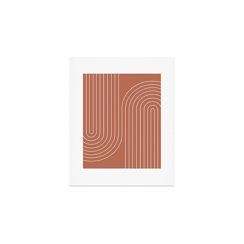 Minimal Line Curvature XCIV Coral Red Mid Century Modern Arch Abstract Art Print Gallery Image 1