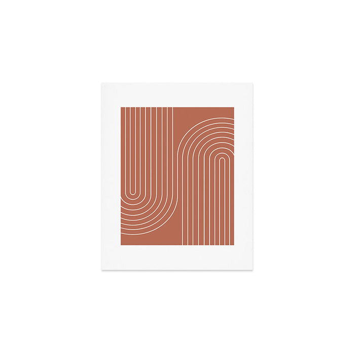 Minimal Line Curvature XCIV Coral Red Mid Century Modern Arch Abstract Art Print Gallery Image 1