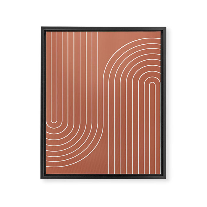Minimal Line Curvature XCIV Coral Red Mid Century Modern Arch Abstract Framed Canvas Print Gallery Image 1
