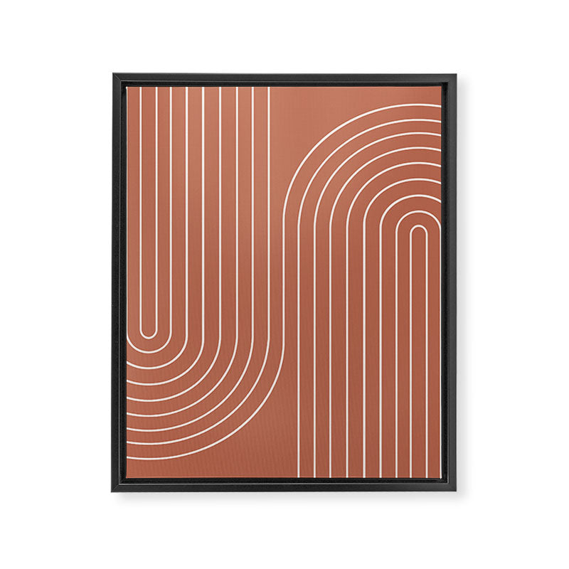 Minimal Line Curvature XCIV Coral Red Mid Century Modern Arch Abstract Framed Canvas Print Gallery Image 6