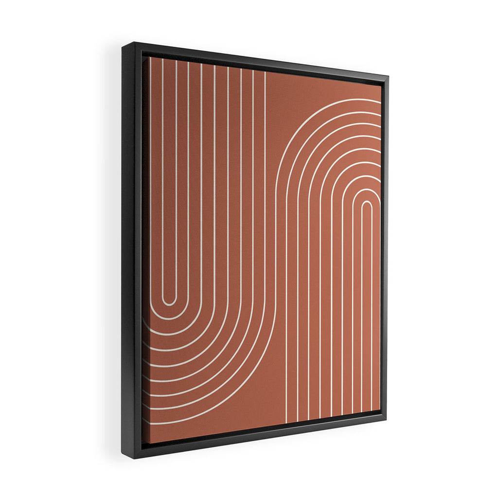 Minimal Line Curvature XCIV Coral Red Mid Century Modern Arch Abstract Framed Canvas Print Gallery Image 2