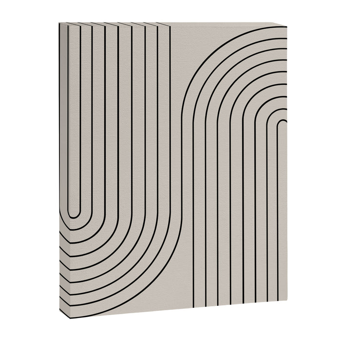 Minimal Line Curvature XCVI Vintage Creme & Black Mid Century Modern Arch Abstract Canvas Print Gallery Image 1