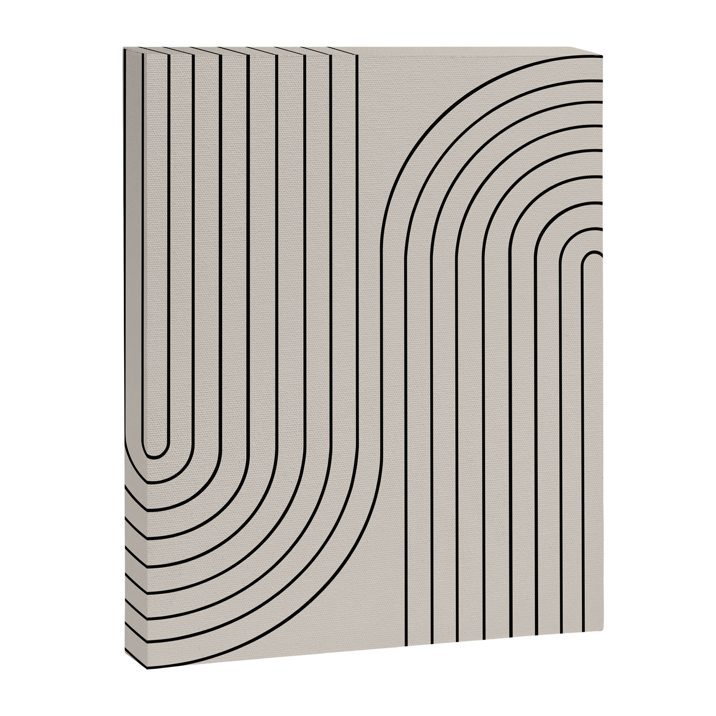 Minimal Line Curvature XCVI Vintage Creme & Black Mid Century Modern Arch Abstract Canvas Print Gallery Image 6