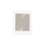Minimal Line Curvature XCVI Vintage Creme & Black Mid Century Modern Arch Abstract Art Print Gallery Image 1