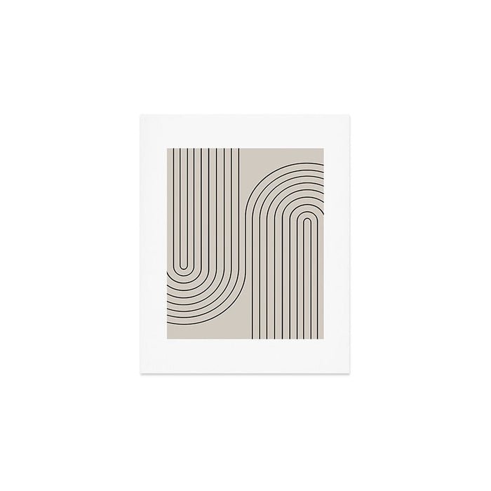 Minimal Line Curvature XCVI Vintage Creme & Black Mid Century Modern Arch Abstract Art Print Gallery Image 1