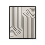 Minimal Line Curvature XCVI Vintage Creme & Black Mid Century Modern Arch Abstract Framed Canvas Print Gallery Image 6