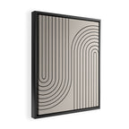 Minimal Line Curvature XCVI Vintage Creme & Black Mid Century Modern Arch Abstract Framed Canvas Print Gallery Image 2