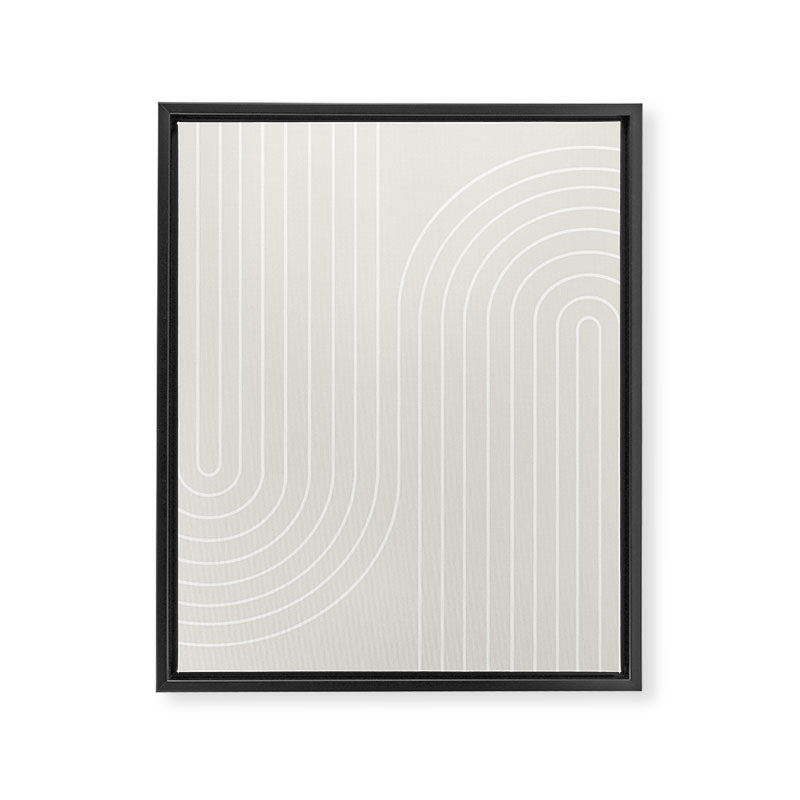 Minimal Line Curvature XI Natural Off White Mid Century Modern Arch Abstract Framed Canvas Print Gallery Image 6