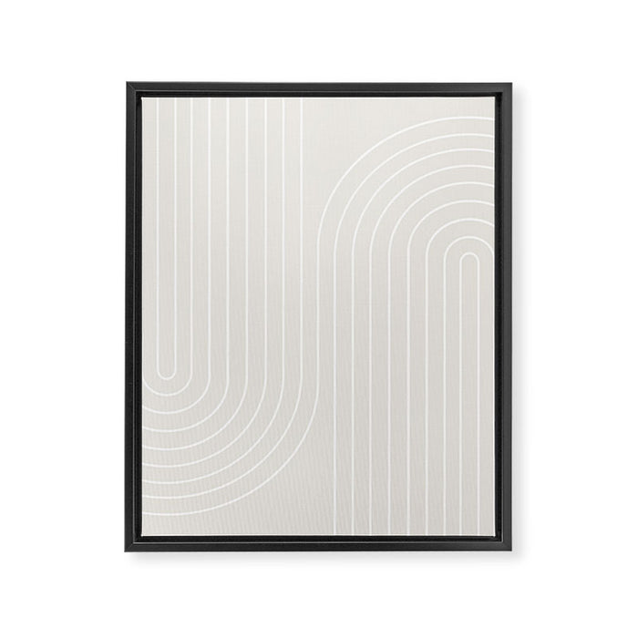 Minimal Line Curvature XI Natural Off White Mid Century Modern Arch Abstract Framed Canvas Print Gallery Image 1