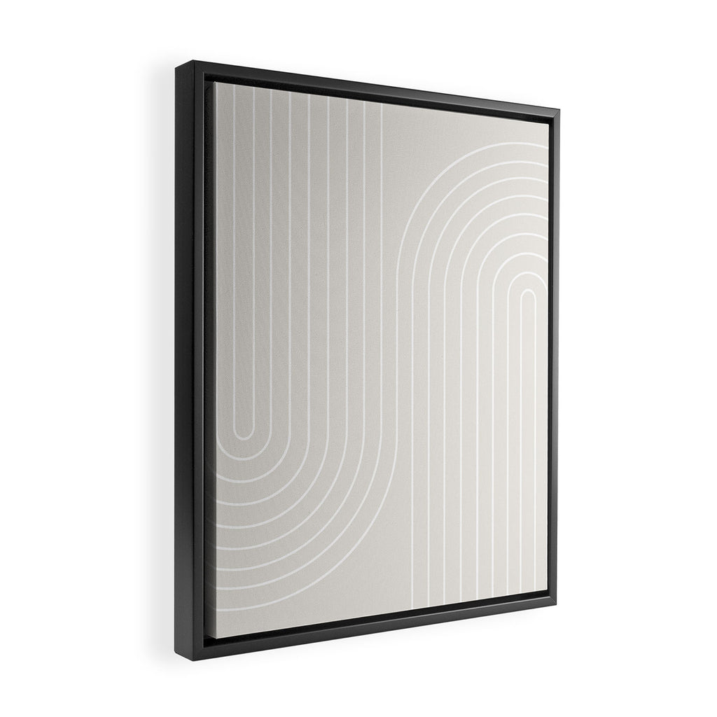 Minimal Line Curvature XI Natural Off White Mid Century Modern Arch Abstract Framed Canvas Print Gallery Image 2