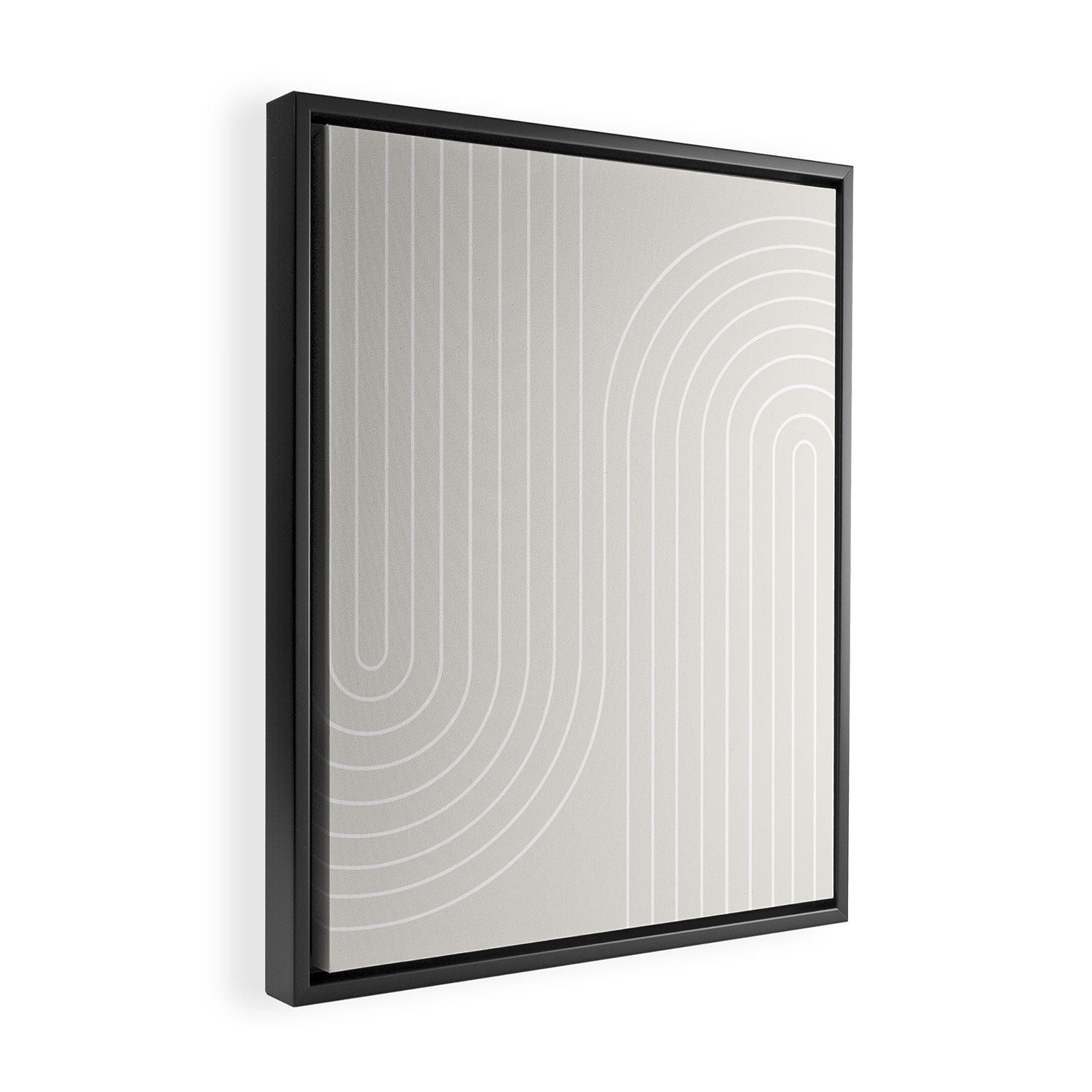 Minimal Line Curvature XI Natural Off White Mid Century Modern Arch Abstract Framed Canvas Print Gallery Image 2