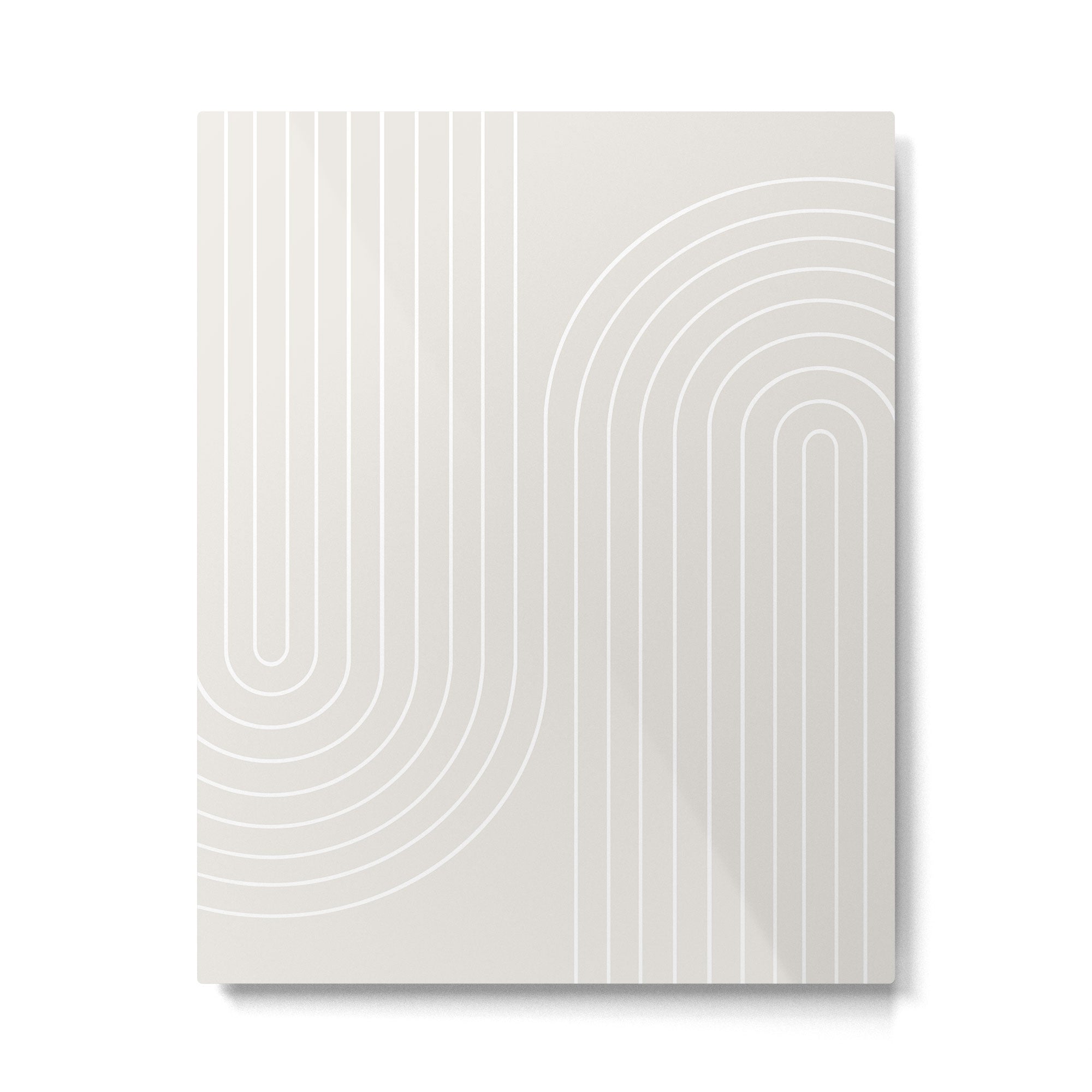 Minimal Line Curvature XI Natural Off White Mid Century Modern Arch Abstract Metal Print Gallery Image 4