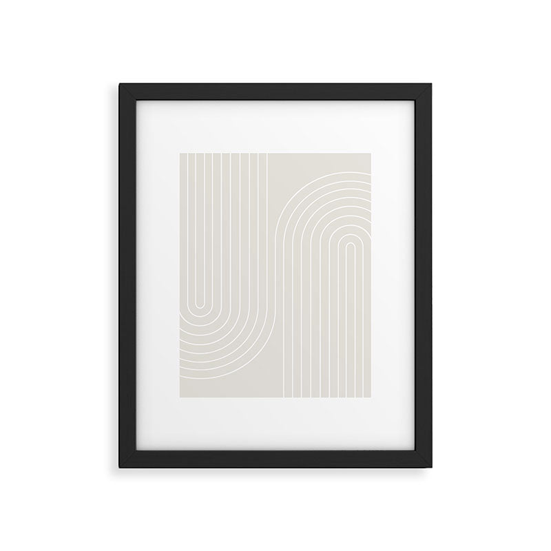 Minimal Line Curvature XI Natural Off White Mid Century Modern Arch Abstract Framed Art Print Gallery Image 5