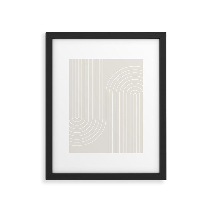 Minimal Line Curvature XI Natural Off White Mid Century Modern Arch Abstract Framed Art Print Gallery Image 1