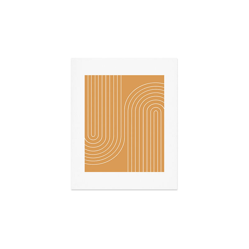 Minimal Line Curvature XII Orange Mid Century Modern Arch Abstract Art Print Gallery Image 1