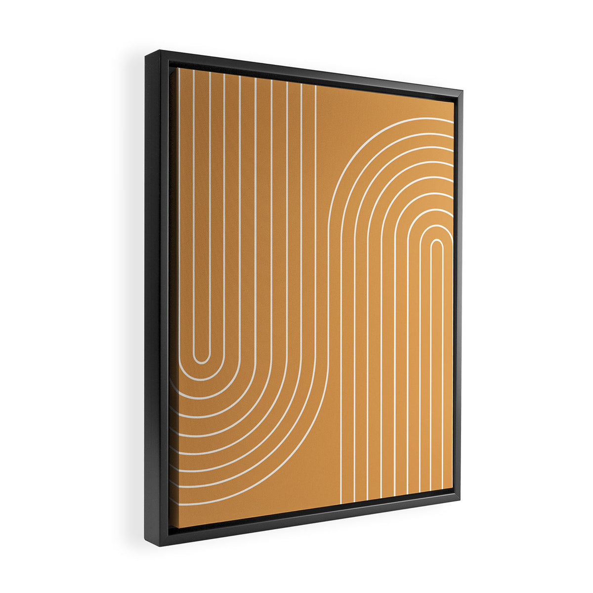 Minimal Line Curvature XII Orange Mid Century Modern Arch Abstract Framed Canvas Print Gallery Image 2