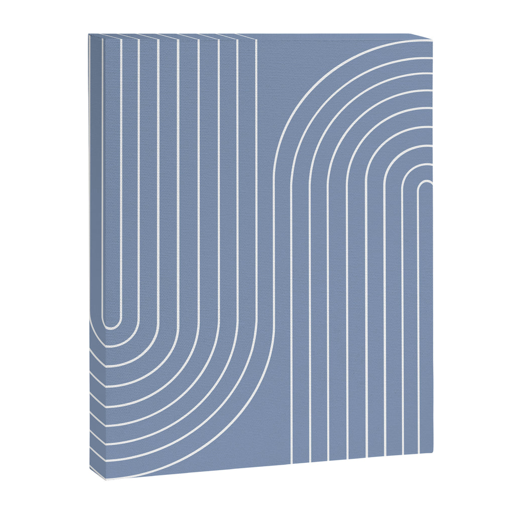 Minimal Line Curvature XIII Natural Blue Mid Century Modern Arch Abstract Canvas Print Gallery Image 6
