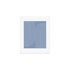 Minimal Line Curvature XIII Natural Blue Mid Century Modern Arch Abstract Art Print Gallery Image 1