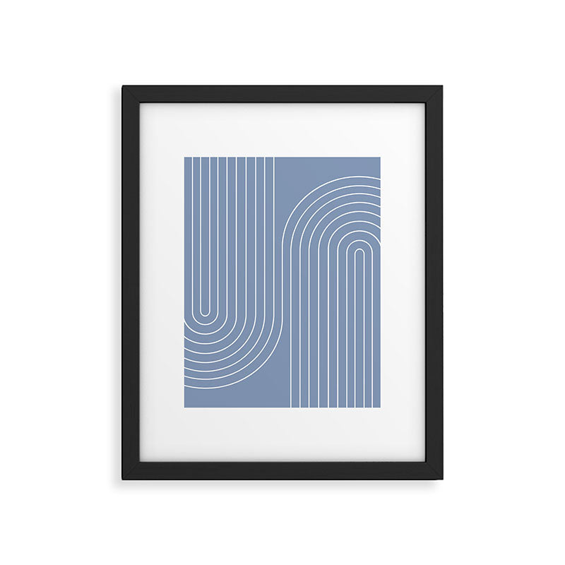 Minimal Line Curvature XIII Natural Blue Mid Century Modern Arch Abstract Framed Art Print Gallery Image 5
