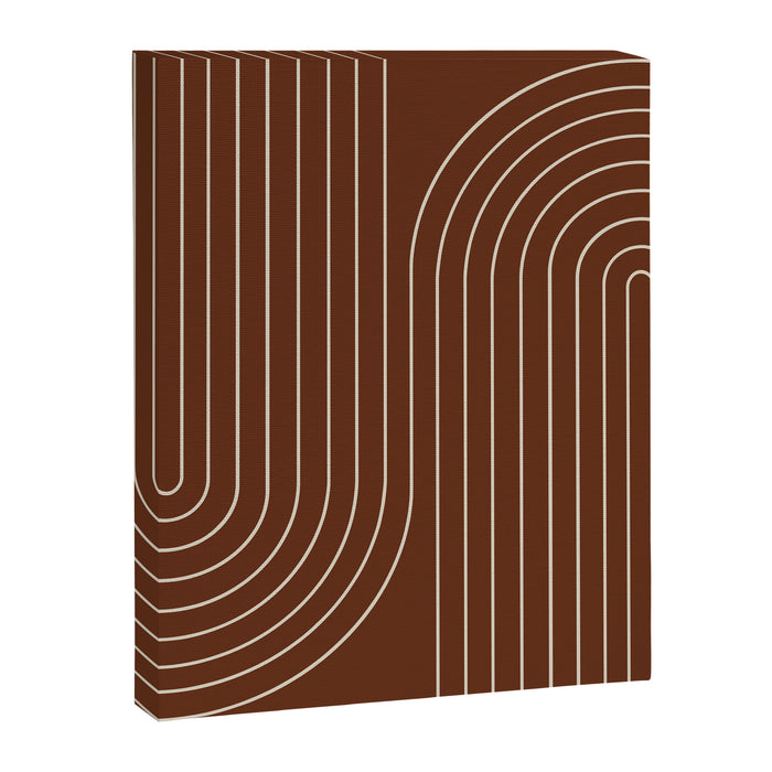 Minimal Line Curvature XIX Brick Red Mid Century Modern Arch Abstract Canvas Print Gallery Image 1