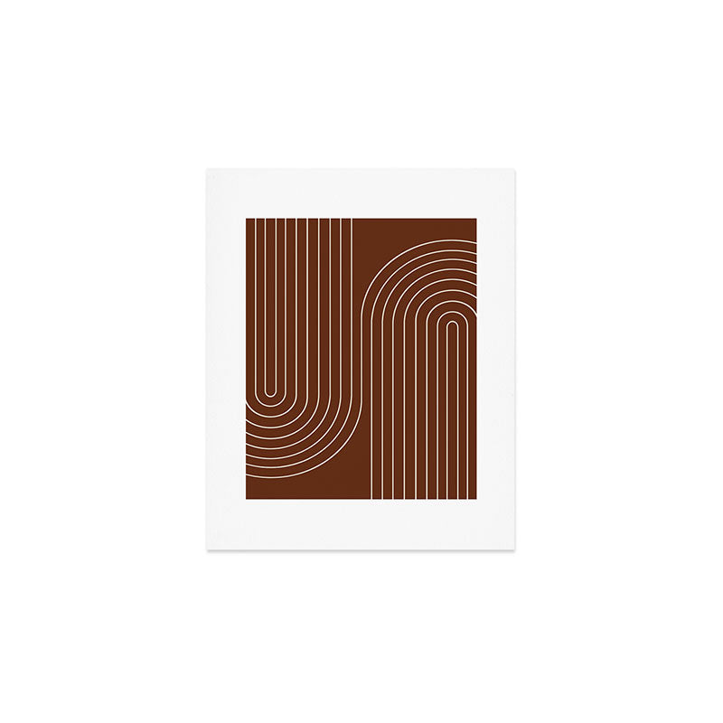 Minimal Line Curvature XIX Brick Red Mid Century Modern Arch Abstract Art Print Gallery Image 1