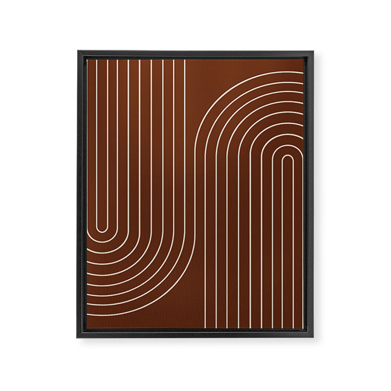 Minimal Line Curvature XIX Brick Red Mid Century Modern Arch Abstract Framed Canvas Print Gallery Image 6