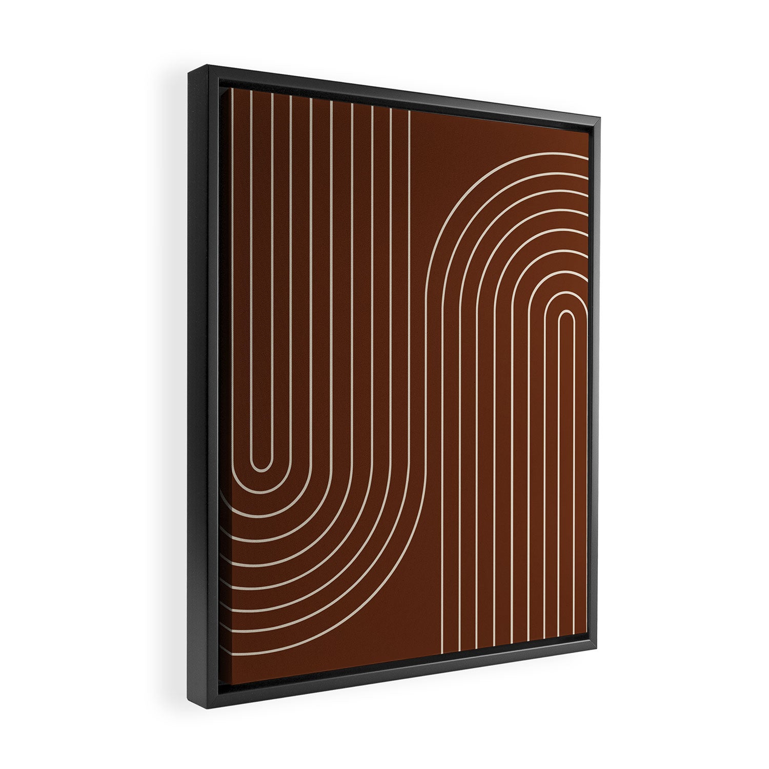 Minimal Line Curvature XIX Brick Red Mid Century Modern Arch Abstract Framed Canvas Print Gallery Image 2