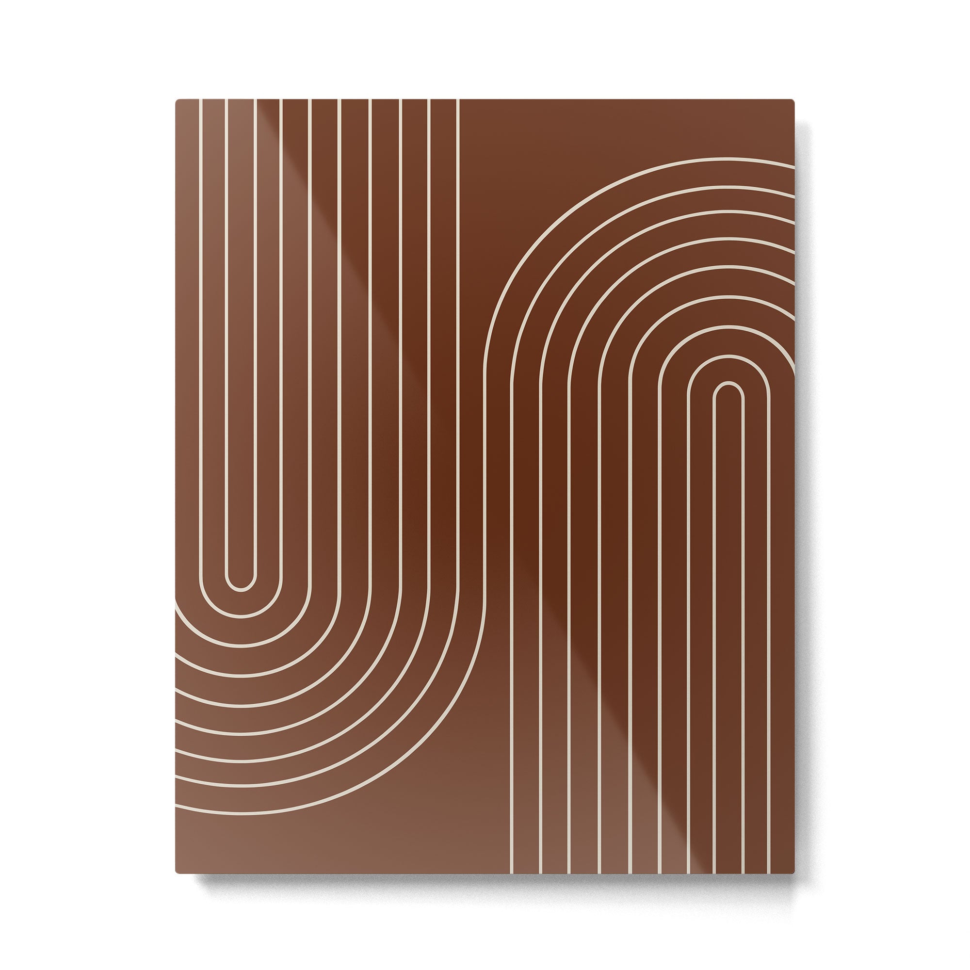 Minimal Line Curvature XIX Brick Red Mid Century Modern Arch Abstract Metal Print Gallery Image 4