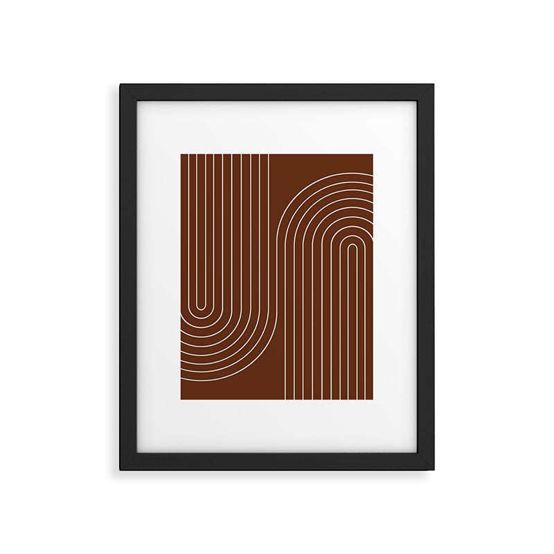 Minimal Line Curvature XIX Brick Red Mid Century Modern Arch Abstract Framed Art Print Gallery Image 5