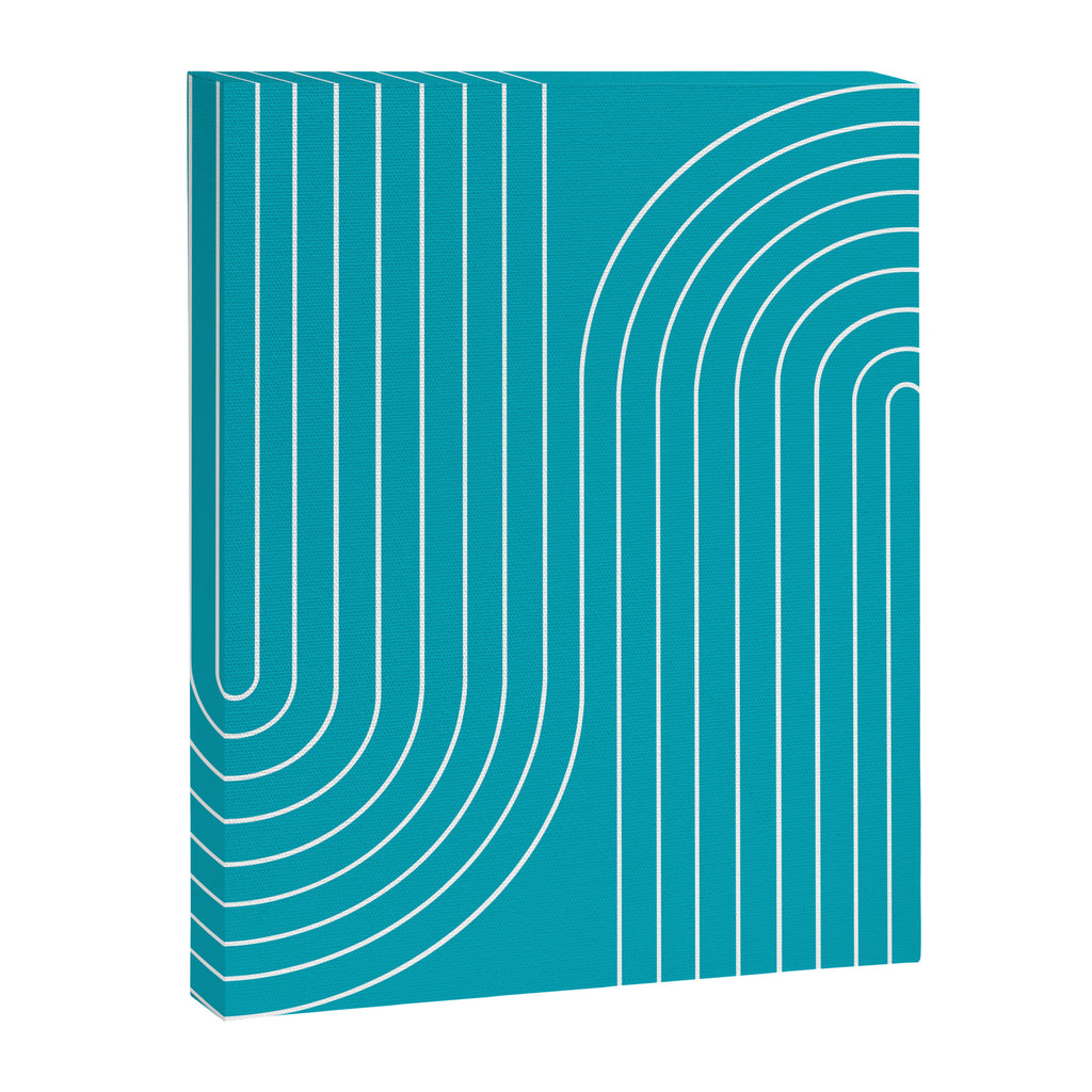 Minimal Line Curvature XV Bright Aqua Mid Century Modern Arch Abstract Canvas Print Gallery Image 6