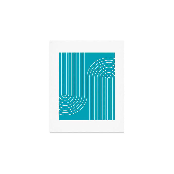 Minimal Line Curvature XV Bright Aqua Mid Century Modern Arch Abstract Art Print Gallery Image 1