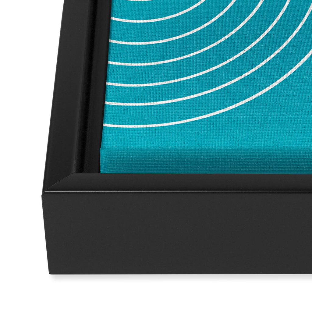 Minimal Line Curvature XV Bright Aqua Mid Century Modern Arch Abstract Framed Canvas Print Gallery Image 3