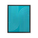 Minimal Line Curvature XV Bright Aqua Mid Century Modern Arch Abstract Framed Canvas Print Gallery Image 6