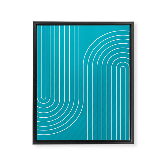 Minimal Line Curvature XV Bright Aqua Mid Century Modern Arch Abstract Framed Canvas Print Gallery Image 1