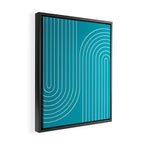 Minimal Line Curvature XV Bright Aqua Mid Century Modern Arch Abstract Framed Canvas Print Gallery Image 2