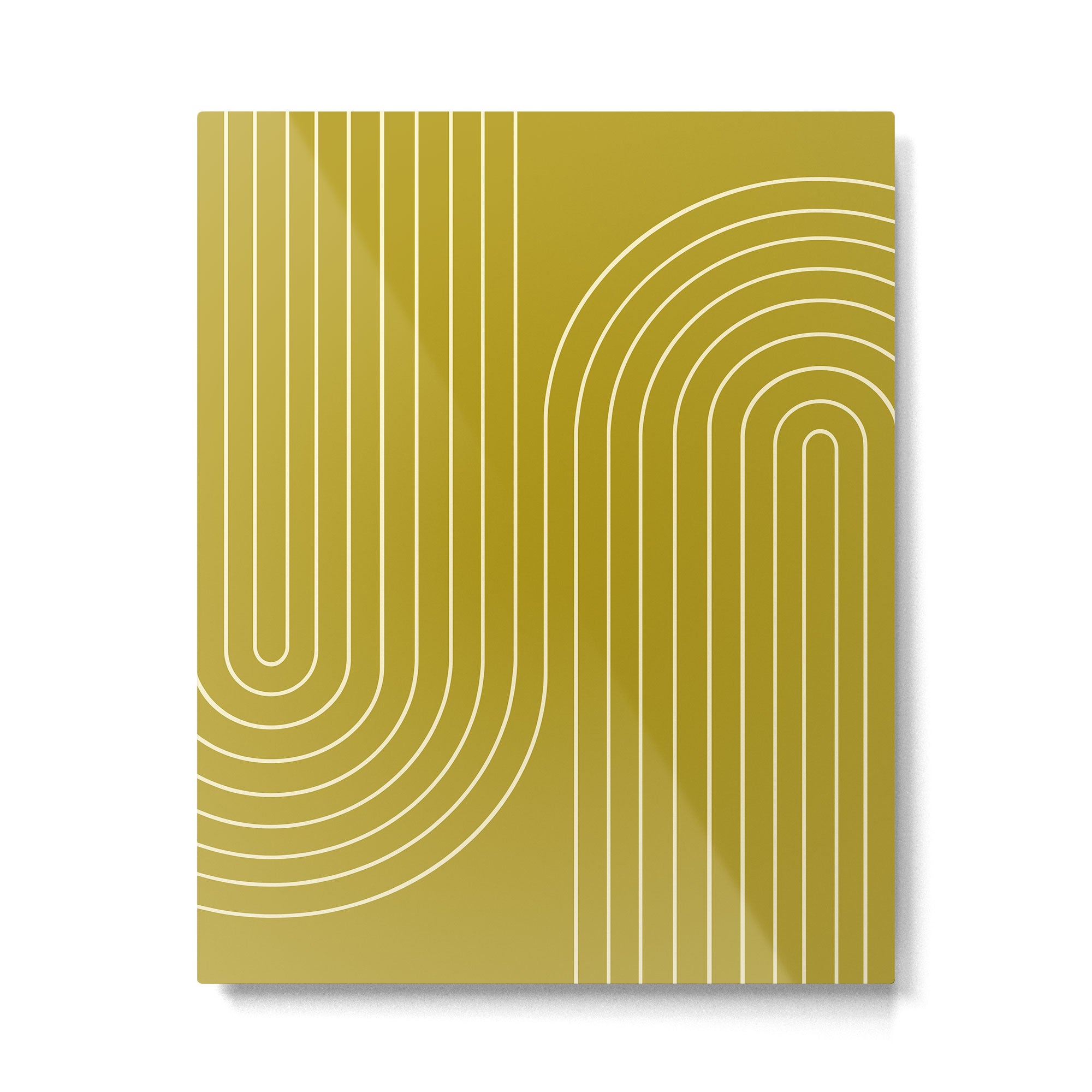 Minimal Line Curvature XVII Chartreuse Mid Century Modern Arch Abstract Metal Print Gallery Image 4