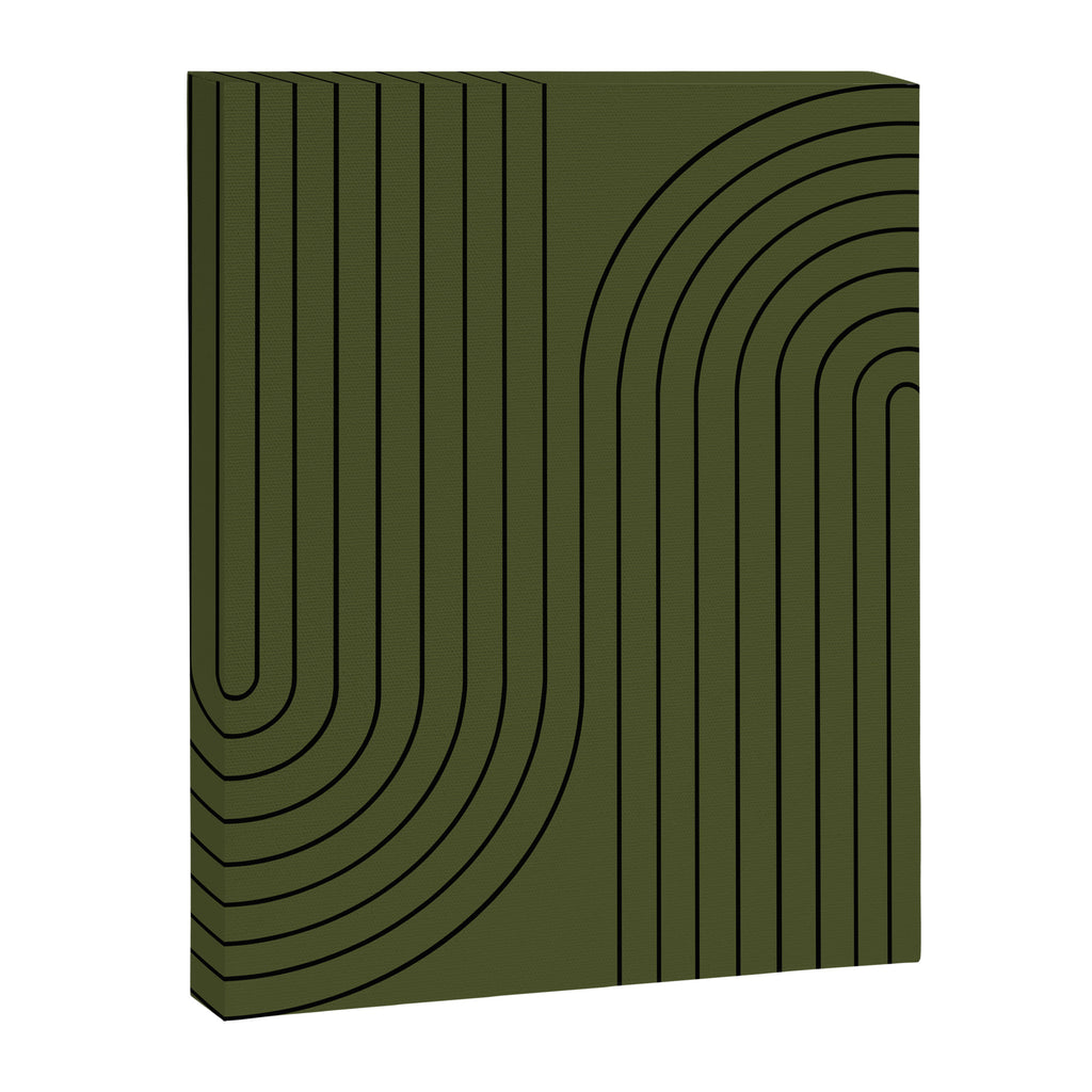Minimal Line Curvature XVIII Dark Green Mid Century Modern Arch Abstract Canvas Print Gallery Image 6
