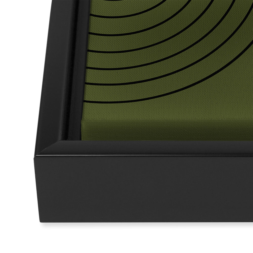 Minimal Line Curvature XVIII Dark Green Mid Century Modern Arch Abstract Framed Canvas Print Gallery Image 3