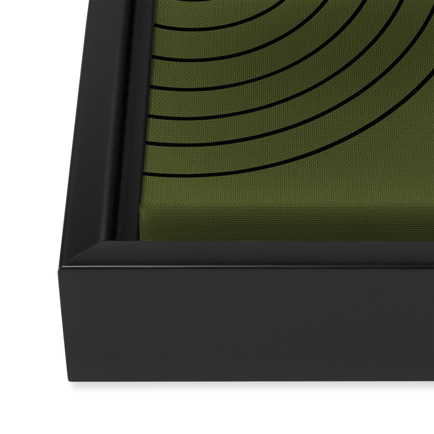 Minimal Line Curvature XVIII Dark Green Mid Century Modern Arch Abstract Framed Canvas Print Gallery Image 3