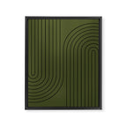 Minimal Line Curvature XVIII Dark Green Mid Century Modern Arch Abstract Framed Canvas Print Gallery Image 6